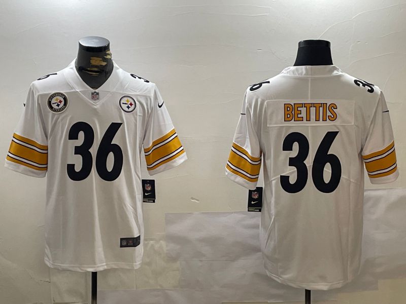 Men Pittsburgh Steelers #36 Bettis White 2024 Nike Limited NFL Jersey style 1